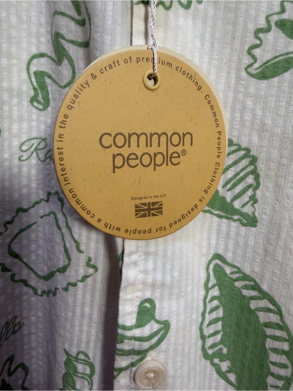 Common People Men’s Short-Sleeve Pasta Print Button-Down Shirt - Light Green - Picture 3 of 5